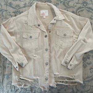 GB Girls cream-colored denim jacket & pants